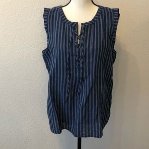NWT Banana Republic Striped Lace-Up Top